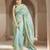 blue tissue linen saree with zari border