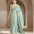 blue tissue linen saree with zari border