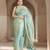 blue tissue linen saree with zari border