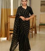 midnight stripes elegant black & gold saree