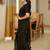midnight stripes elegant black & gold saree