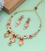 Multi color meena work matte gold necklace set