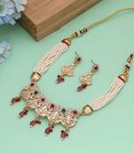 Multi color matte gold necklace set