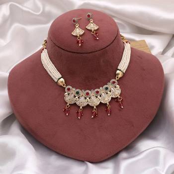 Multi color matte gold necklace set 2