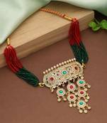 Rani & green color choker rajputi jewellery rani haar