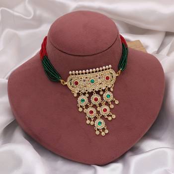 Rani & green color choker rajputi jewellery rani haar 2