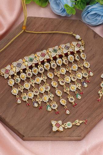 Multi color choker rajputi jewellery rani haar