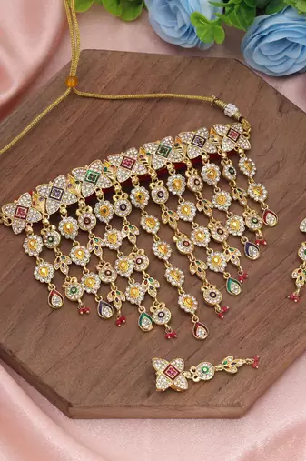 Multi color choker rajputi jewellery rani haar