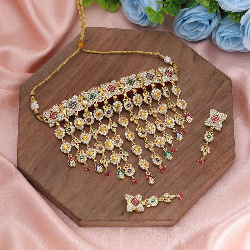 Multi color choker rajputi jewellery rani haar