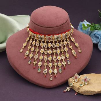Multi color choker rajputi jewellery rani haar 2