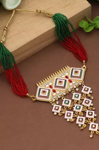 Multi color choker rajputi jewellery rani haar
