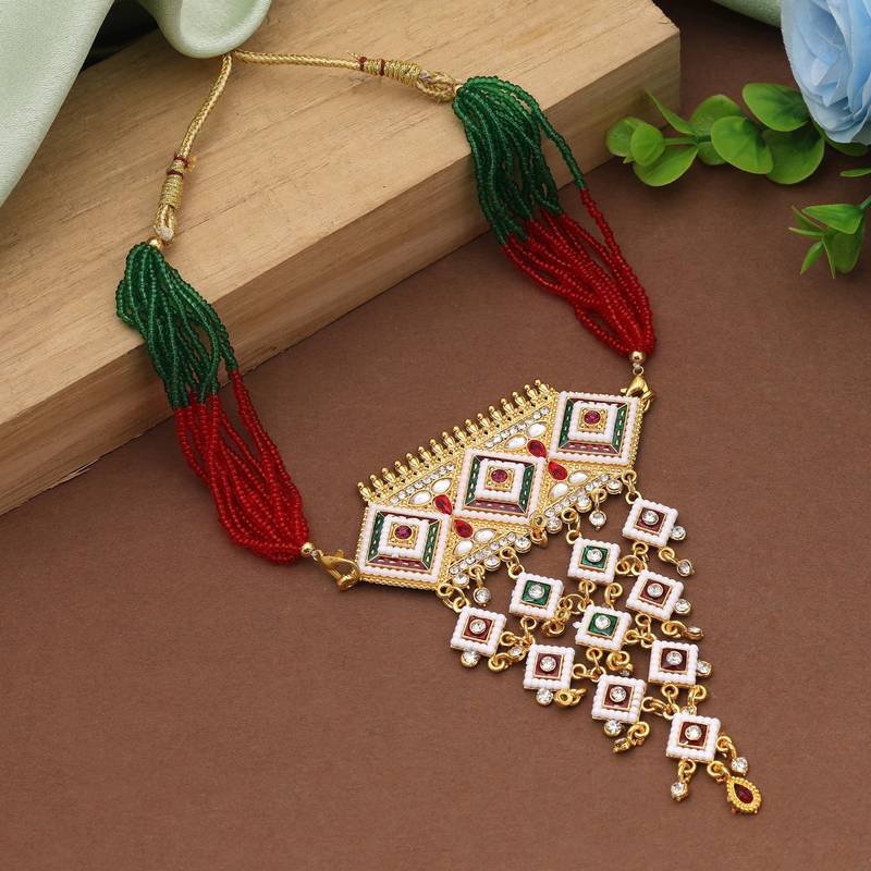 Multi color choker rajputi jewellery rani haar