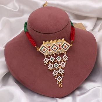 Multi color choker rajputi jewellery rani haar 2