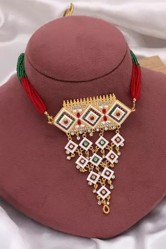 Multi color choker rajputi jewellery rani haar