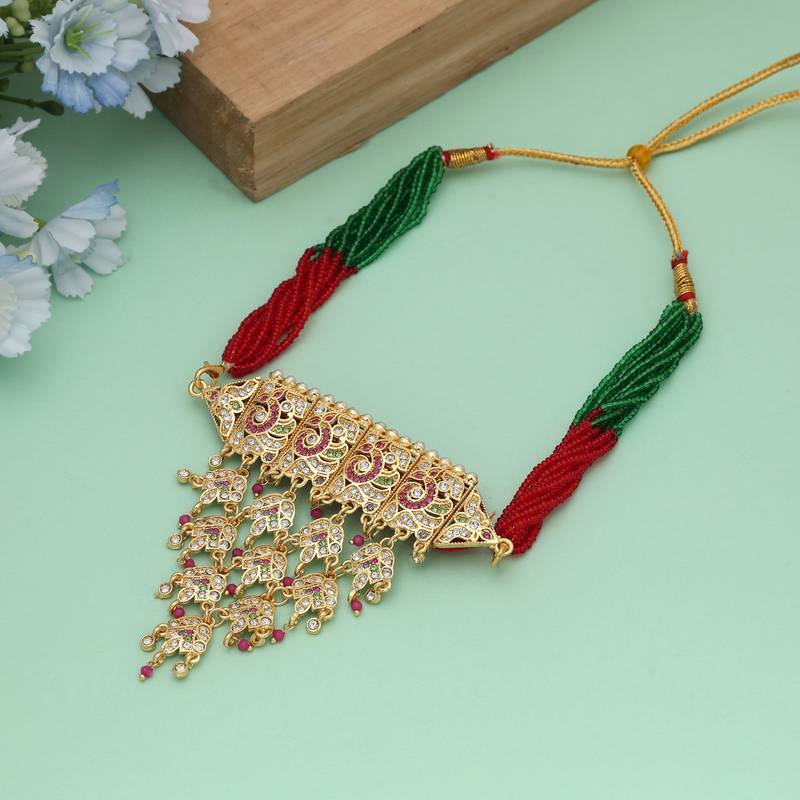Multi color choker rajputi jewellery rani haar