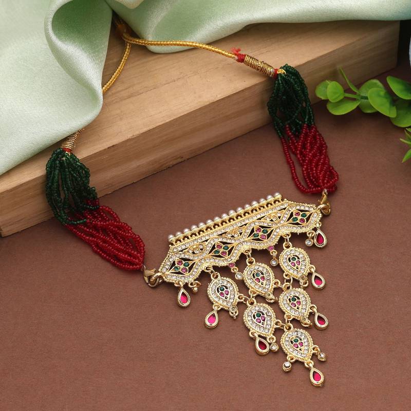 Multi color choker rajputi jewellery rani haar
