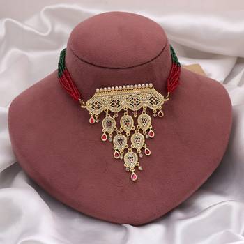 Multi color choker rajputi jewellery rani haar 2