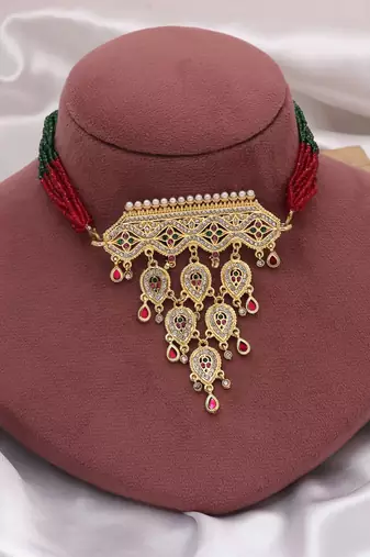 Multi color choker rajputi jewellery rani haar