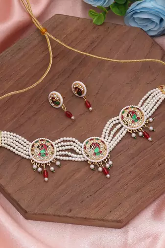 Maroon & green color rajputi jewellery rani haar