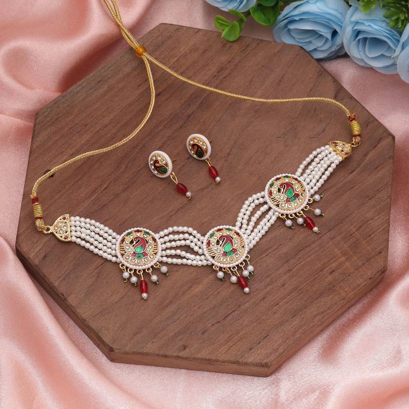 Maroon & green color rajputi jewellery rani haar