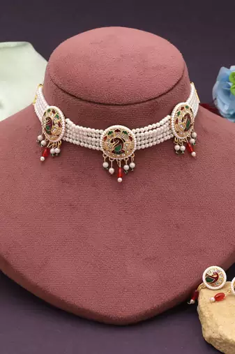 Maroon & green color rajputi jewellery rani haar