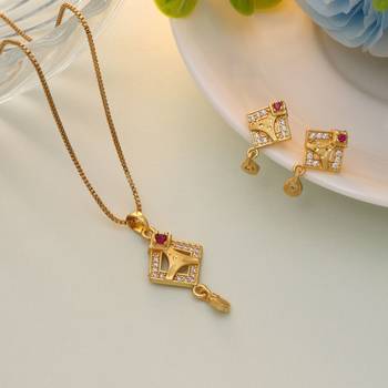 Gold color fashion chain pendant with earring 1