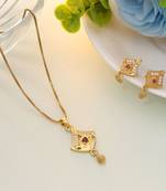 Gold color fashion chain pendant with earring