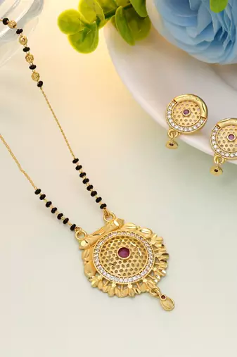 Gold color mangalsutra with earrings