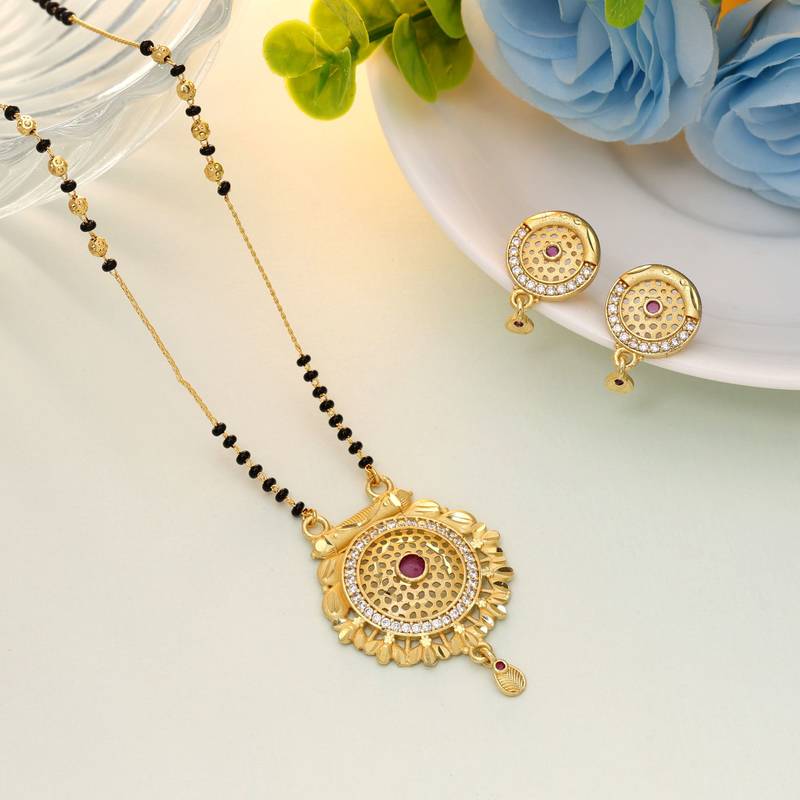 Gold color mangalsutra with earrings