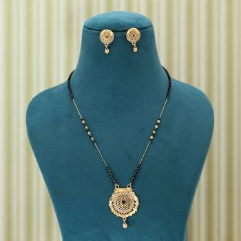 Gold color mangalsutra with earrings 2