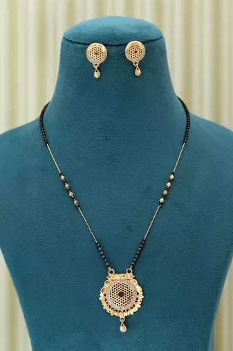 Gold color mangalsutra with earrings