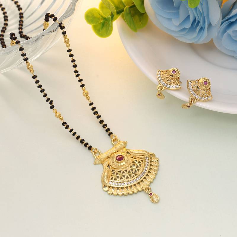Gold color mangalsutra with earrings