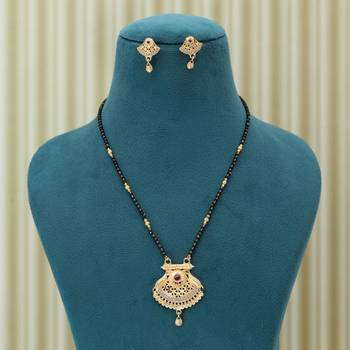 Gold color mangalsutra with earrings 2