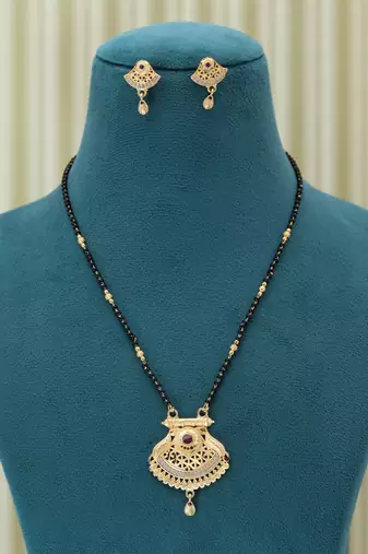 Gold color mangalsutra with earrings