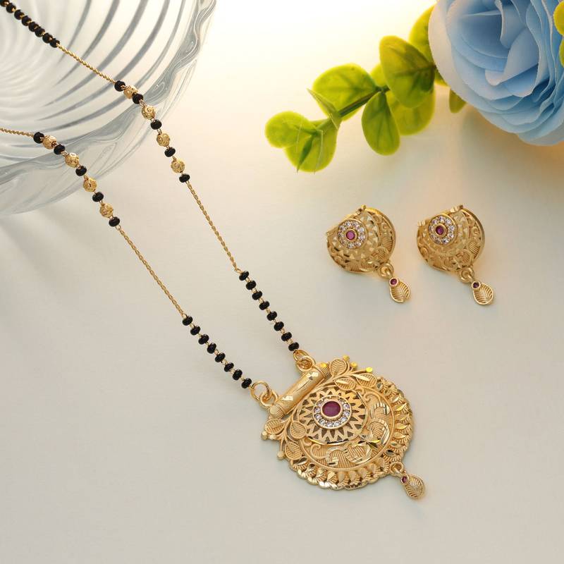Gold color mangalsutra with earrings