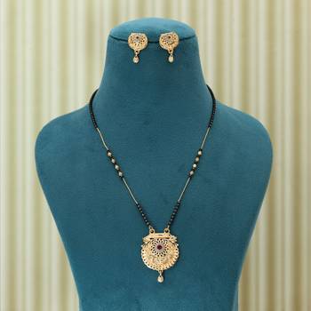 Gold color mangalsutra with earrings 2