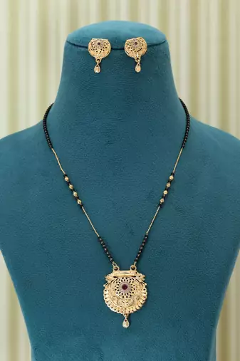 Gold color mangalsutra with earrings