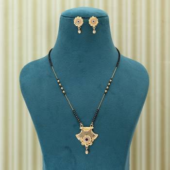 Gold color mangalsutra with earrings 2