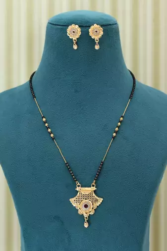 Gold color mangalsutra with earrings