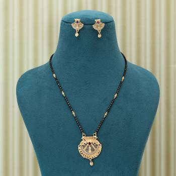 Gold color mangalsutra with earrings 2