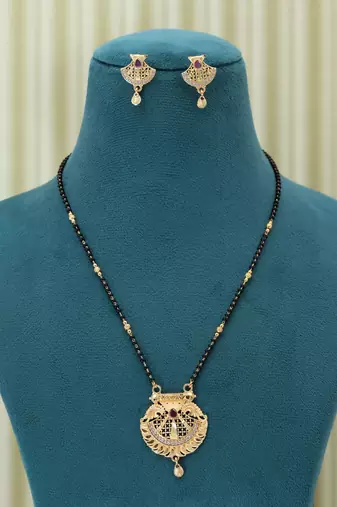 Gold color mangalsutra with earrings