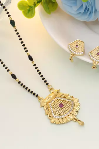 Gold color mangalsutra with earrings