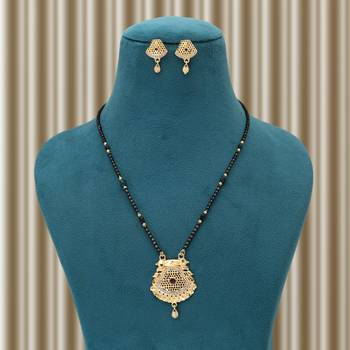 Gold color mangalsutra with earrings 2