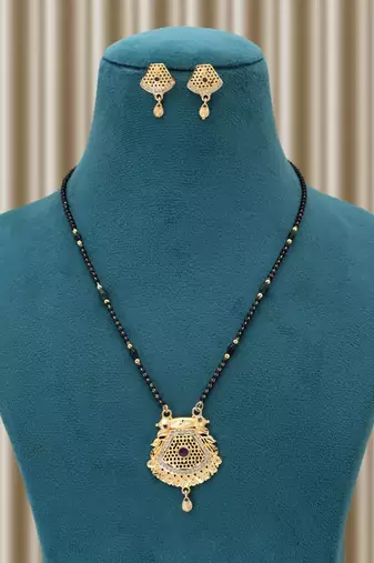 Gold color mangalsutra with earrings