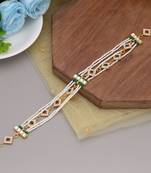 Green & white color kundan matha patti