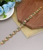 White & green color meena work kundan matha patti