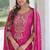 Pink faux blooming embroidered kurti pant with dupatta