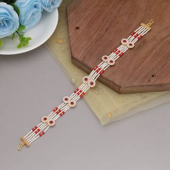 Red & white color matha patti 1