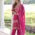 Pink faux blooming embroidered kurti pant with dupatta