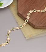 Green & white color kundan matha patti